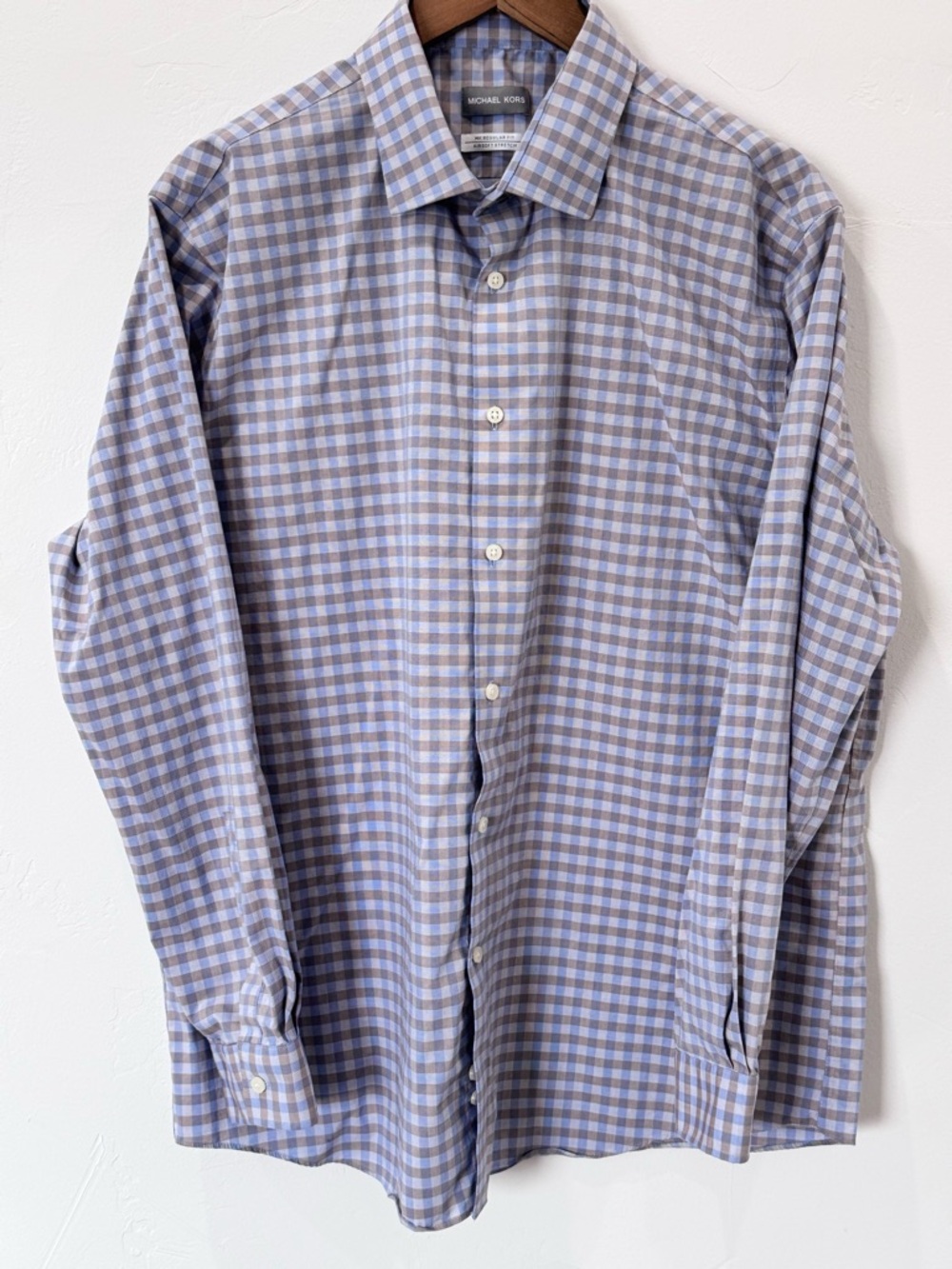 Michael Kors Men's Regular Fit Airsoft Stretch Dress Shirt Size 17.5, 34/35 - Picture 2 of 9